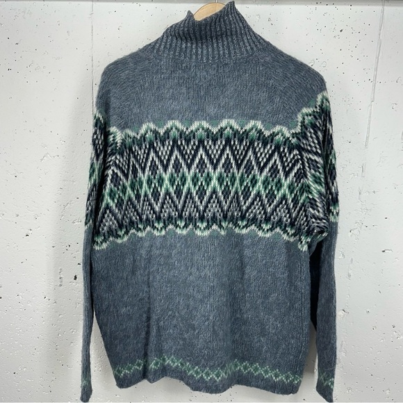 Vintage Clipper Mist Men’s Size XL Blue & Green Knit Zip Up Cardigan Sweater - Picture 5 of 11